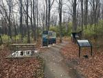 My car parked at John Bryan during the day with the MC-750 vertical whip on the left lip mount. Most of the trees have lost their leaves but a few still have some colors.